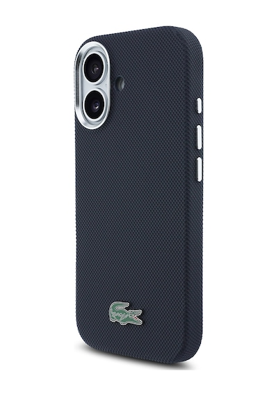 Apple iPhone 17 Kılıf Lacoste Lisanslı M-safe Uyumlu Pvc Pike Desenli İkonik Timsah Logolu Kapak Lacivert