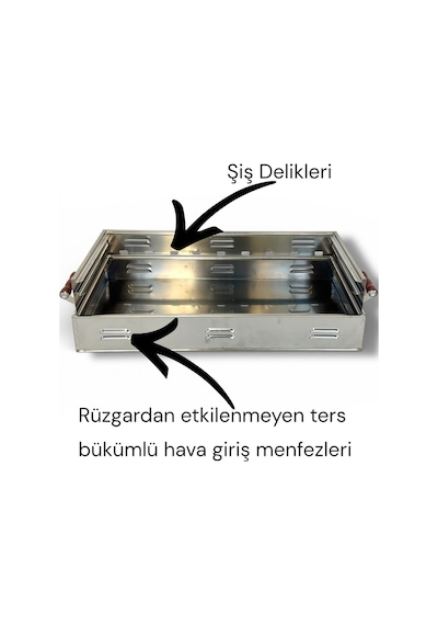 Paslanmaz Çelikten Katlanır Ayaklı Ve 3 Kademeli Mangal 70x40x70c Krom