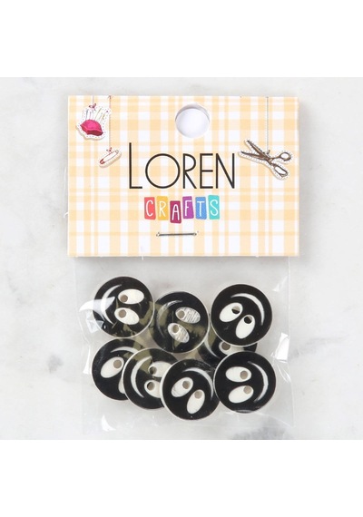 Loren Crafts 8 Li Gülen Yüz Siyah Düğme - 0522
