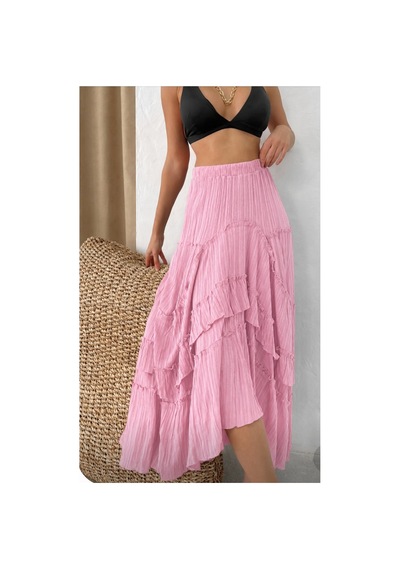 Die&more Fırfırlı Gofre Etek Pembe Pembe