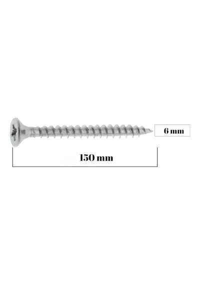 Sunta Vidası 6x150 Mm 10 Adet Sivri Uçlu Ahşap Tahta Ağaç Mobilya Vidası 6x150