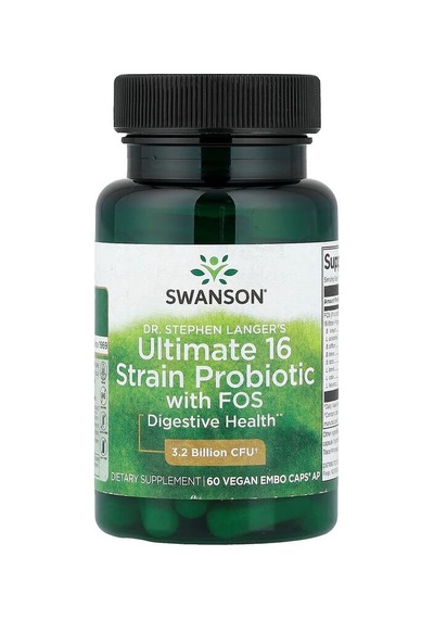 Swanson Vitamins, Dr Stephen Langer's Ultimate 16 Strain Probiotic With Fos, 60 Vegan Embo Caps Ap