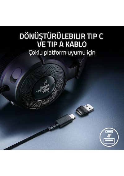 Kraken V4 X - Kablolu Pc Oyun Kulaklığı Triforce 40mm Sürücüler, Geri Çekilebilir Kardioid Mikrofon, 7.1 Surroun
