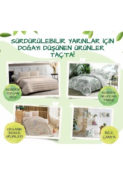 Taç - Natura Taş Çift  Kişilik Reborn Yorgan Seti