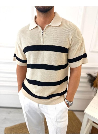 T-shirt Nefes Alabilen Terletmez Polo Yaka Tshirt Slim Fit Tişört krem