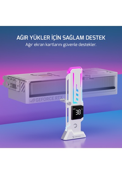 Gamepower Heatsync V2 Argb Dikey Ekran Kartı Tutucu Beyaz