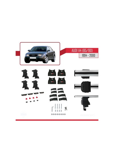 Audi A4 B5/8d 1994-2000 Arası İle Uyumlu Ace-4 Ara Atkı Tavan Barı Gri