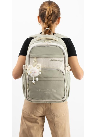 Ventis Unisex Maskotlu Okul Çantası Lise Ortaokul Sırt Çantası 43 30 Cm Çok Cepli Vnt5-j Yeşil