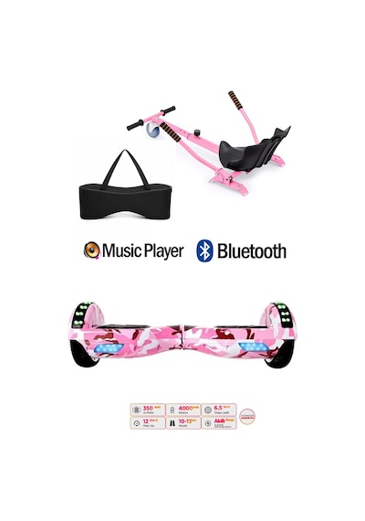 Elektrikli Kaykay Scooter Akıllı Denge Hoverboard + Hoverkart + Çanta Full Ledli Extrem Paket D05