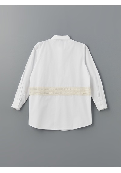 Lcwaıkıkı Classic Ekru Dantel Detaylı Poplin Kadın Gömlek Tunik