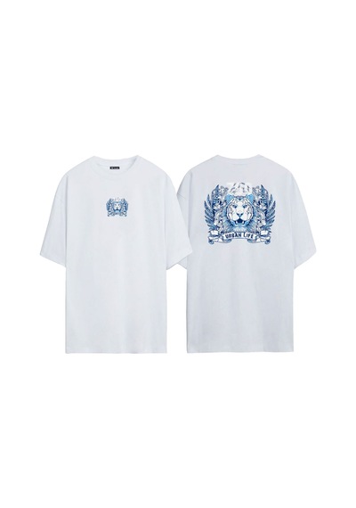 Thewert Unisex Zoo Urban Life Ön Arka Baskılı Beyaz Oversize T-shirt
