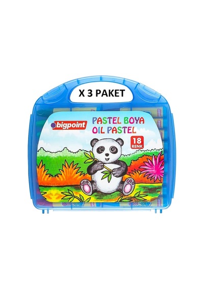 Bigpoint Pastel Boya 18 Renk - Mavi Çantalı X 3 Adet Karışık