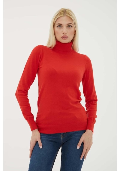 Fashion Friends 24k0780k1 Kadın Balıkçı Yaka Kazak Kırmızı