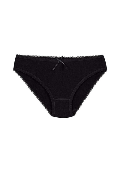 6 Adet Yıldız Bayan Modal Dantelli Bikini Külot Siyah 3901 Siyah