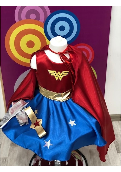 Wonder Woman Baskılı Kız Çocuk Doğumgünü&Parti Kostümü