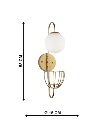 Tiran Saksılıklı Aplik Eskitme Beyaz Cam