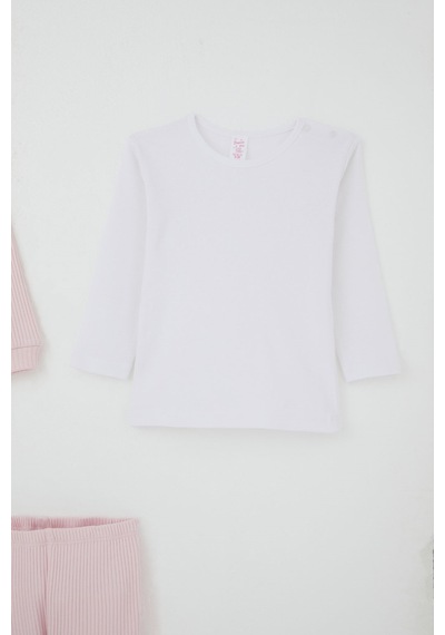 Breeze Kız Bebek Bodyli 3 Lü Takım Balonlu Sevimli Bebek Fil Arma Nakışlı 4 Ay-1 Yaş, Pembe