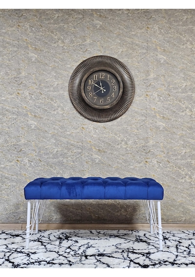 Zafir Beyaz Boyalı Tel Ayaklı 90 Cm Puf Bench - Puf - Bench - Kasalı Oturak - Oturak - Yatak Ucu Puf Mavi