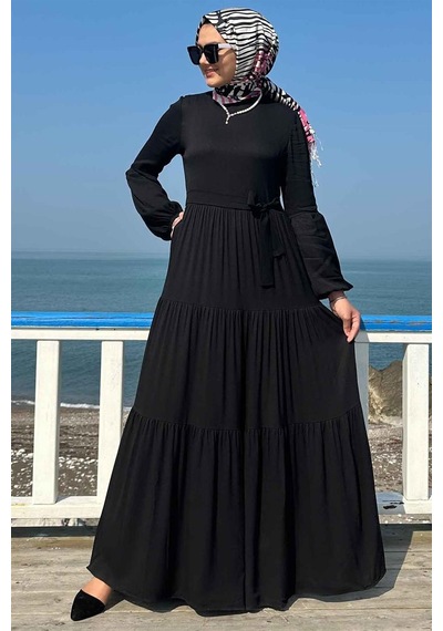Rabia Şamlı Asil Siyah Elbise Normal