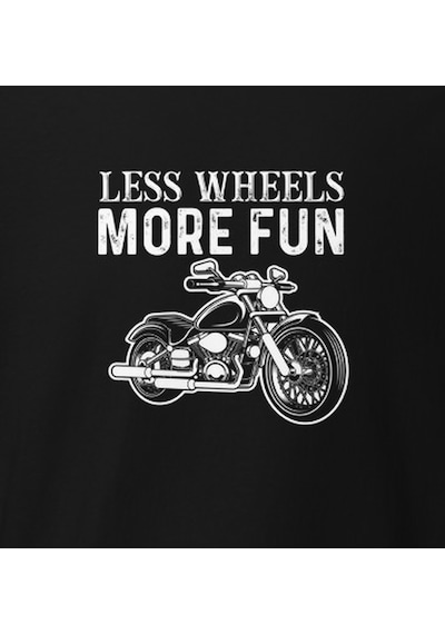 Wildstyle Less Wheels More Fun Motosiklet Vintage Özgürlük Baskılı Unisex Bisiklet Yaka Pamuklu Tişört - Siyah
