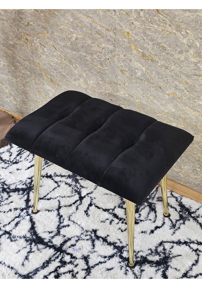 Zafir Gold Sivriltme Ayaklı 60 Cm Puf Bench - Puf - Bench - Oturak - Mutfak Oturağı - Antre Oturağı Siyah