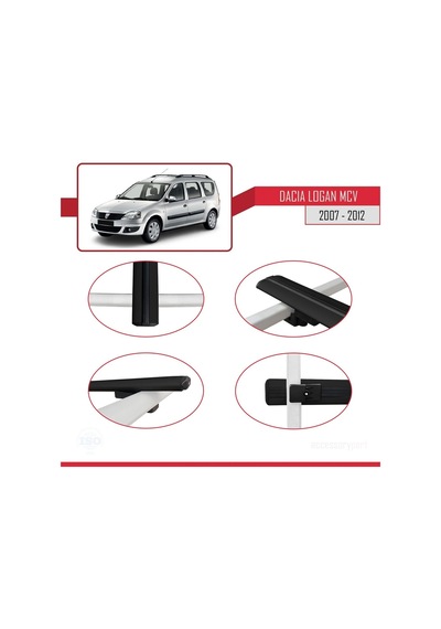 Dacia Logan Mcv 2007-2012 Arası İle Uyumlu Basic Model Ara Atkı Tavan Barı Siyah 3 Adet