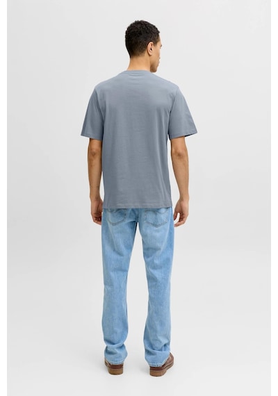 Jack & Jones Jorcatskılls Front Baskılı Erkek Tişört Bisiklet Yaka Kısa Kollu Koyu Gri