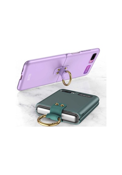 Rba Aksesuar Galaxy Uyumlu Z Flip Kılıf Rba Flip Ring Kıpta Kapak - Siyah Siyah