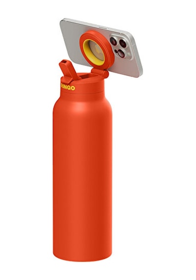 Ringo Pro Manyetik Telefon Tutuculu Termal Paslanmaz Çelik Su Şişesi Pipetli Kapak 24 Oz / 710 Ml Turuncu