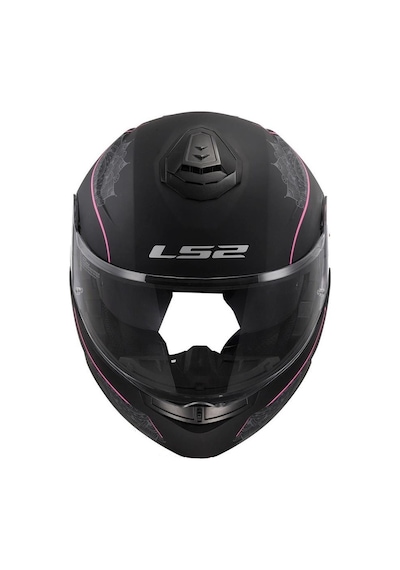 Ls2 Strobe2 Lux Çene Açılır Motosiklet Kaskı Mat Siyah - Pembe