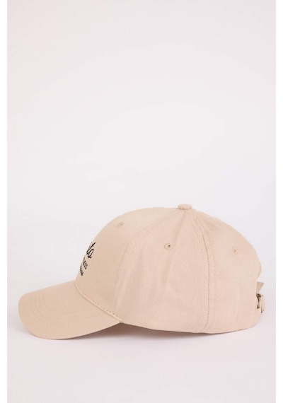 Defacto Erkek Nakışlı Pamuklu Cap Şapka D7820AX25SM Bej