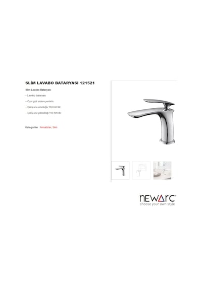 Newarc Slim Lavabo Bataryası Krom