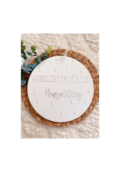 Gelin Evine Hoşgeldiniz Gümüş Pleksi Kapı Süsü
