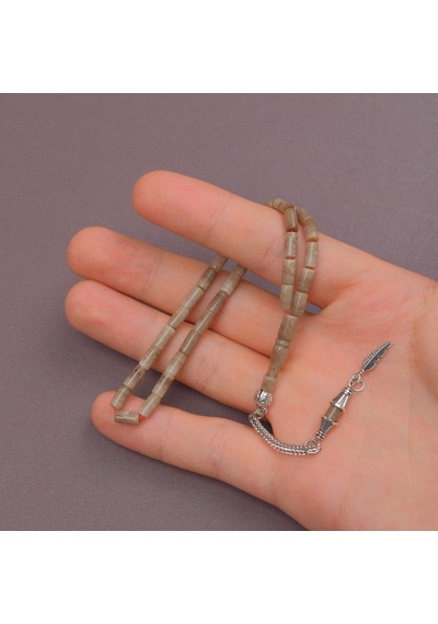 Uçak Camı Kesme Kesim Alpaka Püsküllü 4x8mm Tesbih - Sütlü Kahve