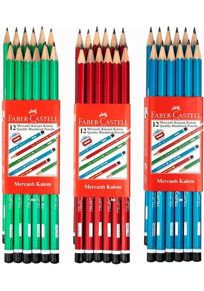 Faber-Castell Köşeli Mercanlı Kurşun Kalem 12'li 1 pk