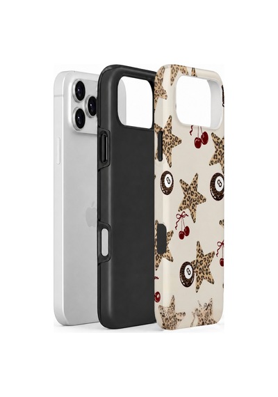 Velvoria Valestra Kirazlı Leopar Yıldız Apple iPhone Uyumlu 17 Pro Darbe Korumalı Kılıf Valestra Select - Kirazlı Leopar Yıldız
