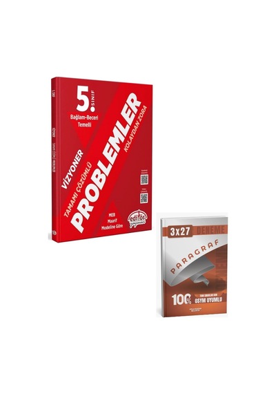 Editör 2027 5. Sınıf Matematik Problemler Vizyoner Maarif Modeli Soru Bankası Çözümlü+ Anla Kazan Paragraf