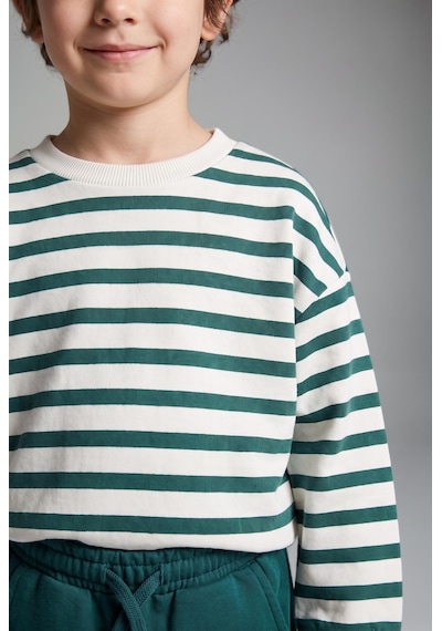 Defacto Oversize Bisiklet Yaka Çizgili Sweatshirt Erkek Bebek I4401a526wngn1116 Yeşil-gn1116