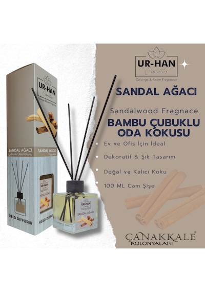 Sandal Ağacı Bambu Çubuklu Oda Kokusu 100 Ml Cam Şişe