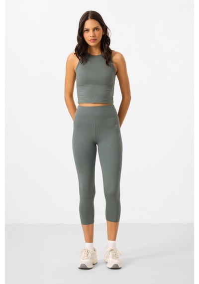 Tommylife Çağla Yüksek Bel Kapri-crop Atlet Slim Fit Kadın Tayt Takım - 95284