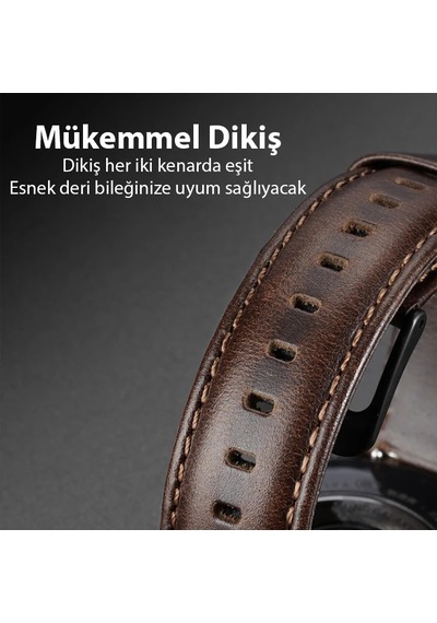 Dux Ducis Apple Watch 38/40/41mm İçin Business Deri Kayış Kordon- 5775 Renk: Koyu Kahverengi