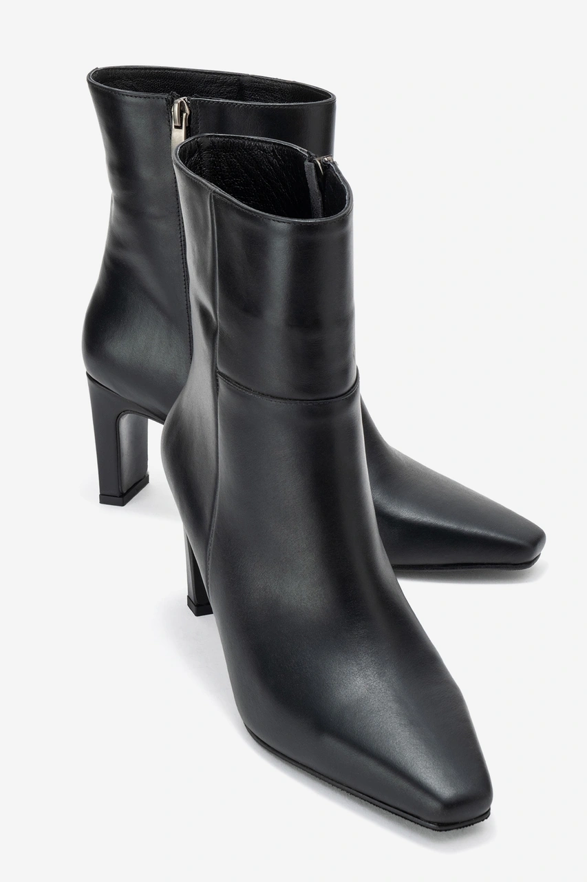 Luvishoes Luvi Shoes Elıas Siyah Cilt Hakiki Deri Kadın Blok Topuklu Bot Siyah-Cilt