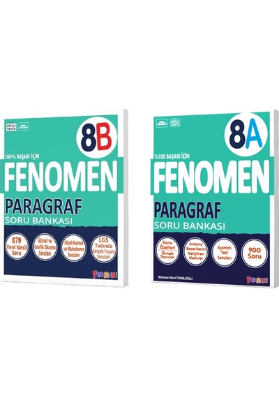 Fenomen Okul 2024 8. Sınıf Lgs Paragraf A + B Soru Bankası Seti 2 Kitap