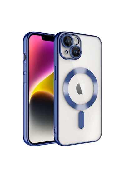 Teknomoda Apple Uyumlu iPhone 15 Kılıf Kamera Lens Korumalı Renkli Magsafe Şeffaf Silikon Koyu Mavi