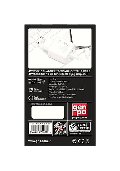 Genpa 45w Gan Şarj Adaptörü Ve Type-c Kablo Seti