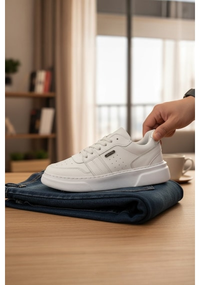 Enoch Erkek Beyaz Günlük Spor Ayakkabı Kalın Tabanlı Sneaker Metal Logolu Ve Dikişli Sokak Modeli Beyaz Enoch Erkek Beyaz Günlük Spor Ayakkabı Kalın Tabanlı Sneaker Metal Logolu Ve Dikişli Sokak Modeli Beyaz