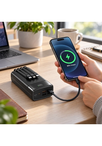 Snapron Snp-3035 22.5w Lcd Erkan Pd 30.000 Mah Dahili Kablolu Hızlı Şarjlı Powerbank Diğer