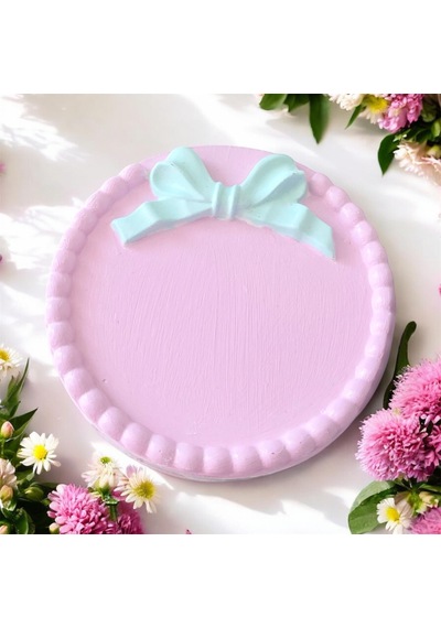 El Yapımı Taş Bardak Altlığı - Çok Amaçlı Dekoratif Tabak 11 Cm Açık Pembe