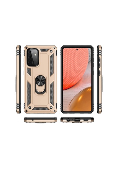 Newface - 497 - Samsung Galaxy Uyumlu A72 Kılıf Sofya Yüzüklü Silikon Kapak - Csmo-tex - - Gold