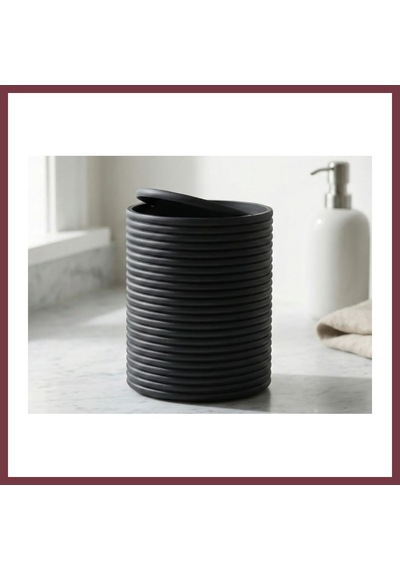 Storeşahin 3d Baskı Mini Yivli Çöp Kutusu Sallanır Kapaklı Masaüstü Banyo Makyaj Masası Kovası 12x9 Cm Antrasit Shn0720